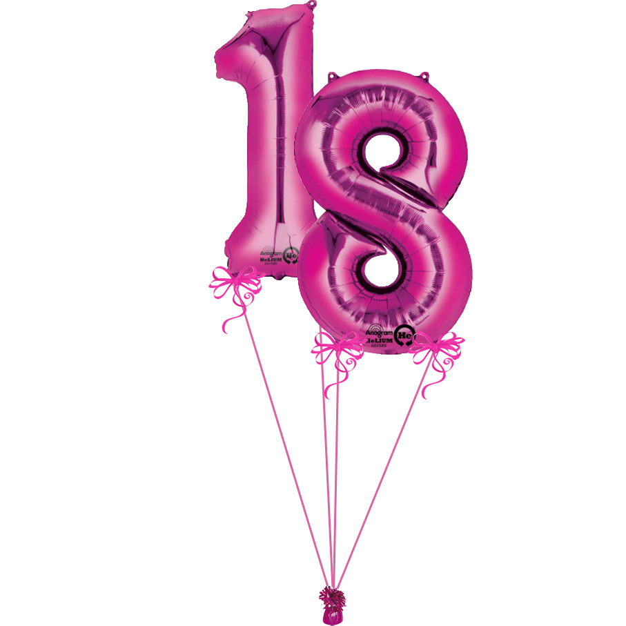 Pink Giant Numbers 18 Magic Balloons