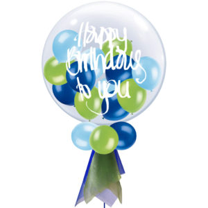 Personalised Blue & Green Large Deco Bubble Balloon