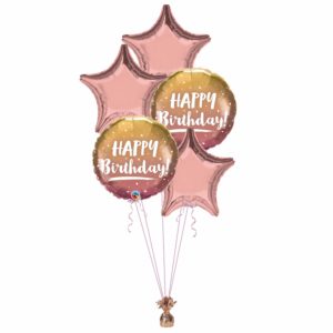 Happy Birthday Rose Gold Star Bunch