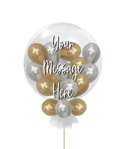 Personalised Silver Gold Clear Large Deco Bubble Balloon